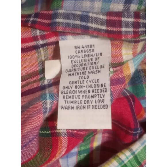 Ralph Lauren Shirt Mens Medium M Madras Plaid Multicolor Button Down 100% Linen - Picture 12 of 14